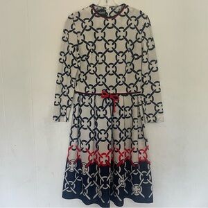 Vintage Shady Lane long sleeve sailor dress fit and flare red white blue s or m